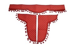 Rideaux brise-vue en similicuir ROUGE rideaux pour camion cabine 1 lot 3 pièces