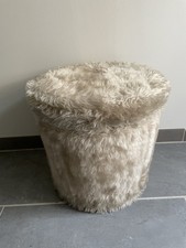 Pouf moumoute beige vintage