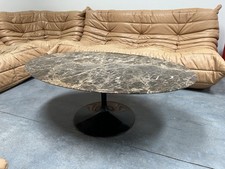 Espresso marble 42" oval Tulip Coffee Table by Eero Saarinen for Knoll