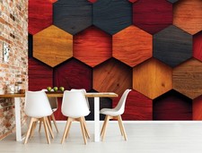 Papier Peint Intissé Panoramique Bois Rouge Marron Modern XXL Chambre et Salon 8