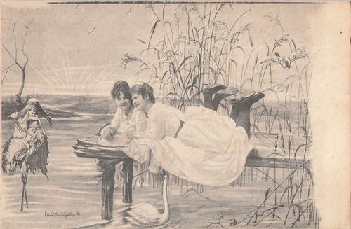 Signee femme elegantes - cp,