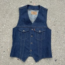 Vintage 70s 80s Levi's Orange Tab Button Front Denim Jean Jacket Vest Size L USA