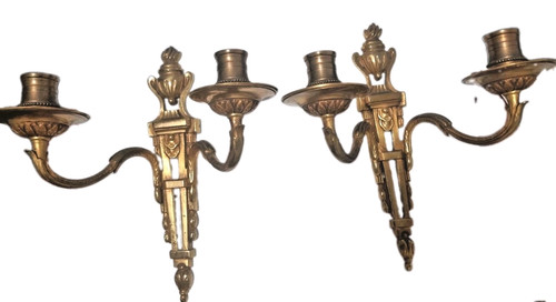 Paire bougeoirs bronze - paire,