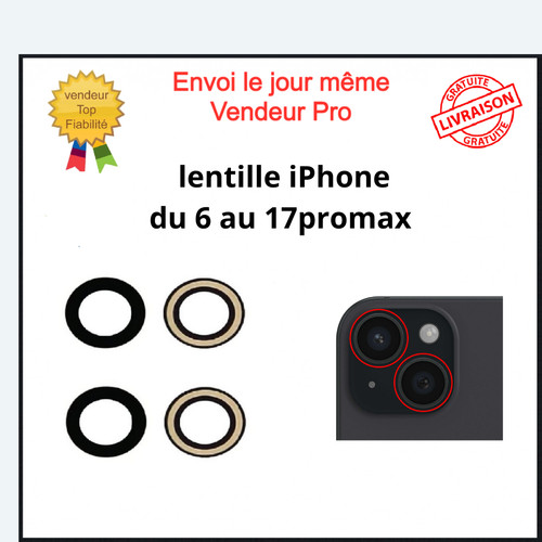 Lentille vitre caméra iphone - lentille,