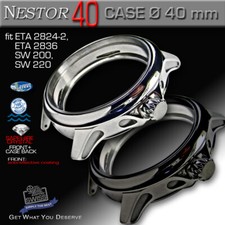 WATCH CASE NESTOR FOR ETA-2824/2836, SW 200/220,Ø 40 MM, ST.STEEL,SAPH.CRYSTAL, 