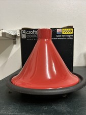 CROFTON CAST IRON BASE  MOROCCAN TAGINE RED PORCELAIN ENAMEL NEW