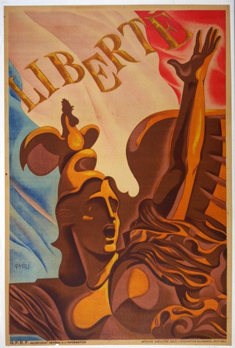 Affiche ancienne 1944 liberté - affiche,