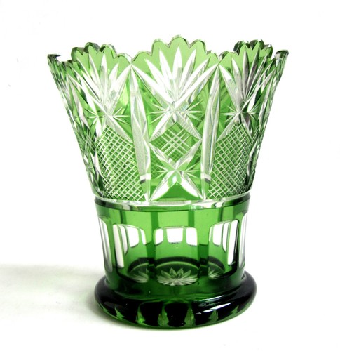 Vase vert cristal taillé - vert, en