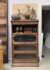 Antique Oak Barrister Bookcase - SUPER RARE project - oval windows