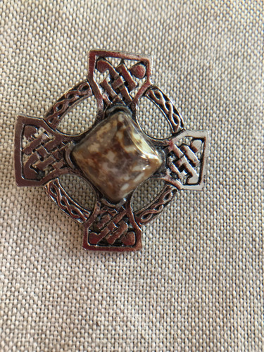 Celtic brooch silver cross - brooch,