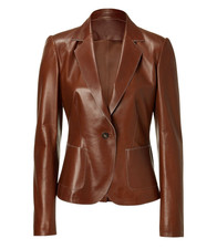 Blazer en cuir marron pour