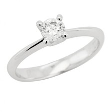 Bague Solitaire Diamant 4VA CT 0,41 Et VS2 VG Ex VG or Blanc 18 KT Hrd 180000
