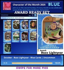 Topps Disney Collect BUZZ LIGHTYEAR CHARACTER MONTH COTM October Blue Set 9/9