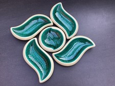 Service apéritif ou hors d’œuvre Verceram - 5 raviers décor feuille