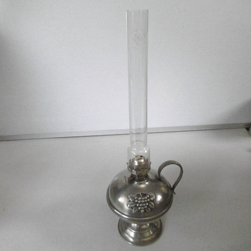 Old tin oil lamp - tin, grape