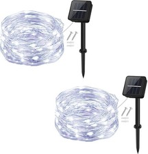 Guirlande Lumineuse Solaire, Exterieur Étanche Lumières de Jardin 50 LED 2 Pack