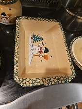 Country Snowman Stoneware Baker Baking Casserole Dish Pan 9 x 13 Dishwasher Oven