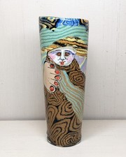 Vintage Jane Goslin Peiser Signed Art Pottery Tumbler Vase, 7.5" 