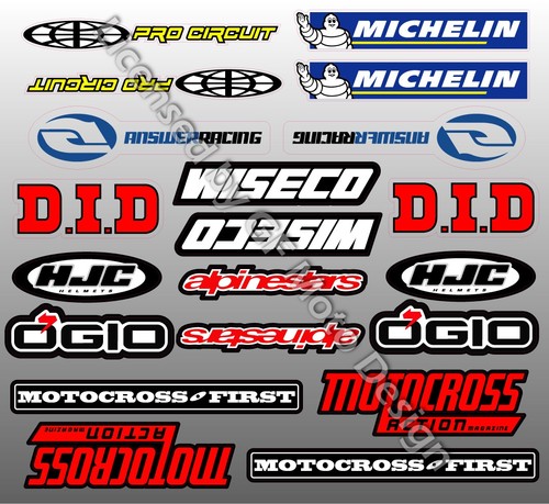 Motocross sponsor decal set - decal,