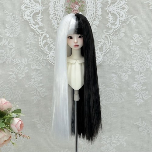 Perruques bjd noir blanc lisse - bjd,