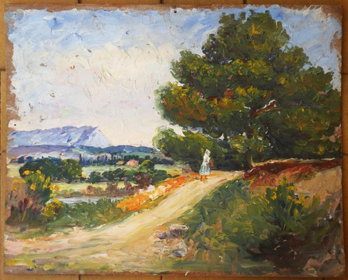 Tableau ancien promeneuse - tableau, :