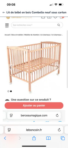 Lit bebe bois neuf combelle - lit,