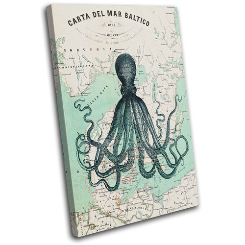 Octopus retro blue - octopus, teal
