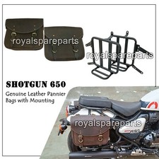 Pour Royal Enfield Shotgun 650 "Sacs Panniers En Cuir Brun Rouillé Avec Montage"
