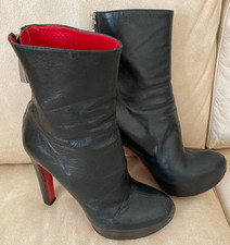 Andrea Cancellieri Talons Hauts Plateforme Cuir Bottes 37 Noir Italie SEXY