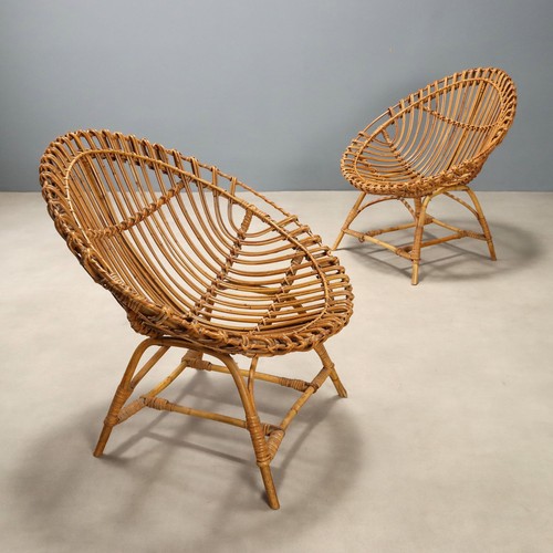 Fauteuils vintage bambou - fauteuils,