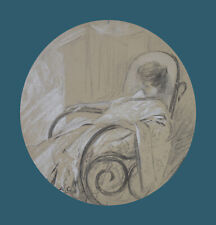 Antoine Calbet 1860-1944. École Française. "Femme dans un rocking-chair."