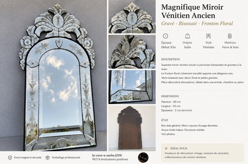 Magnifique miroir vénitien - magnifique,