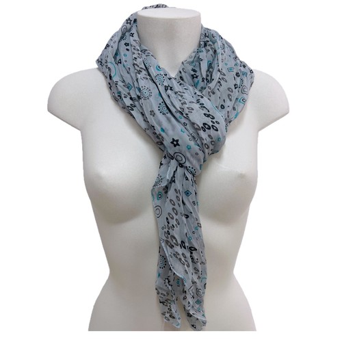 écharpe foulard grise bleue - foulard,