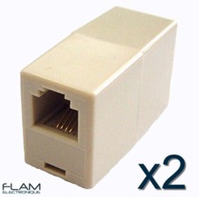 2x Adaptateur Coupleur RJ11 6P4C Femelle/Femelle rallonge Female Adapter Coupler