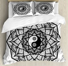Japonais Linge de Lit Set Ying Yang Noir Blanc