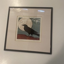 Framed Signed Art Print Raven - Tara Sullivan & Sybil Shane “Winter’s Solitude”