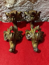 Lot de 4 pieds anciens de meuble – bronze doré / laiton – style Rococo Louis XV