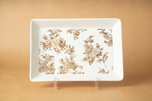 Plat porcelaine décor fleurs - plat,