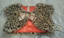 NWT, YOUTH GIRLS Golf Leopard Faux Fur Bolero Jacket Shrug w/ Bow Large