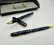 Stylo plume vintage Parker Sonnet en marbre indigo plume en or 18 carats et s...