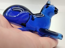 Figurine Chat en Verre Bleu