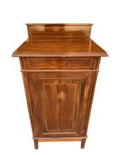 Ancien Petit Meuble Anglais En Acajou Marqueté Londres Époque Édouardienne