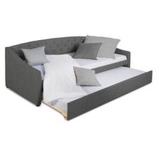 Lit banquette 90×200 cm gris avec tiroir couchage invité et sommier Homestyle4u