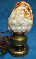 CAMEO SHELL LAMPE CAMÉE COQUILLAGE BACHIQUE MYTHOLOGIE CASQUE CORNU HAND CARVED