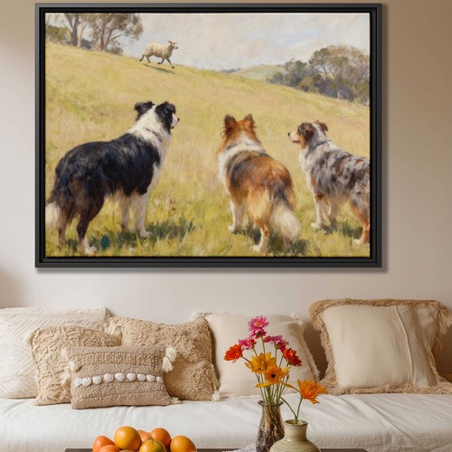 Border collie oil painting - border,