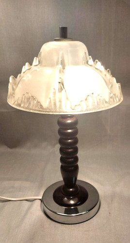 Lampe pied chromé - et, bois