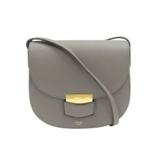 CELINE Trotteur Shoulder Bag Calfskin Grey