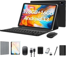 2025 Android 13 10" Tablet 128GB ROM 16GB RAM 5G WiFi + Keyboard & Mouse
