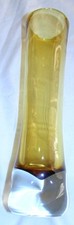 vase verre jaune style littala ou sommerso années 60 (25cm)