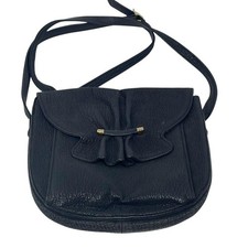 Engraved Vintage Genuine Leather Bag Black Shoulder (DELVAUX style)